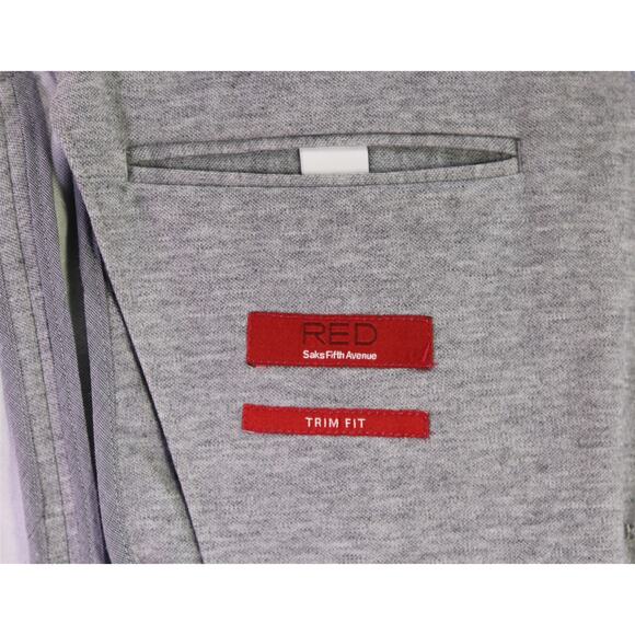 Sak Fifth Avenue Trim Fit Gray Jersey Knit Cotton Patch Pocket Sweater Blazer M - Picture 7 of 8